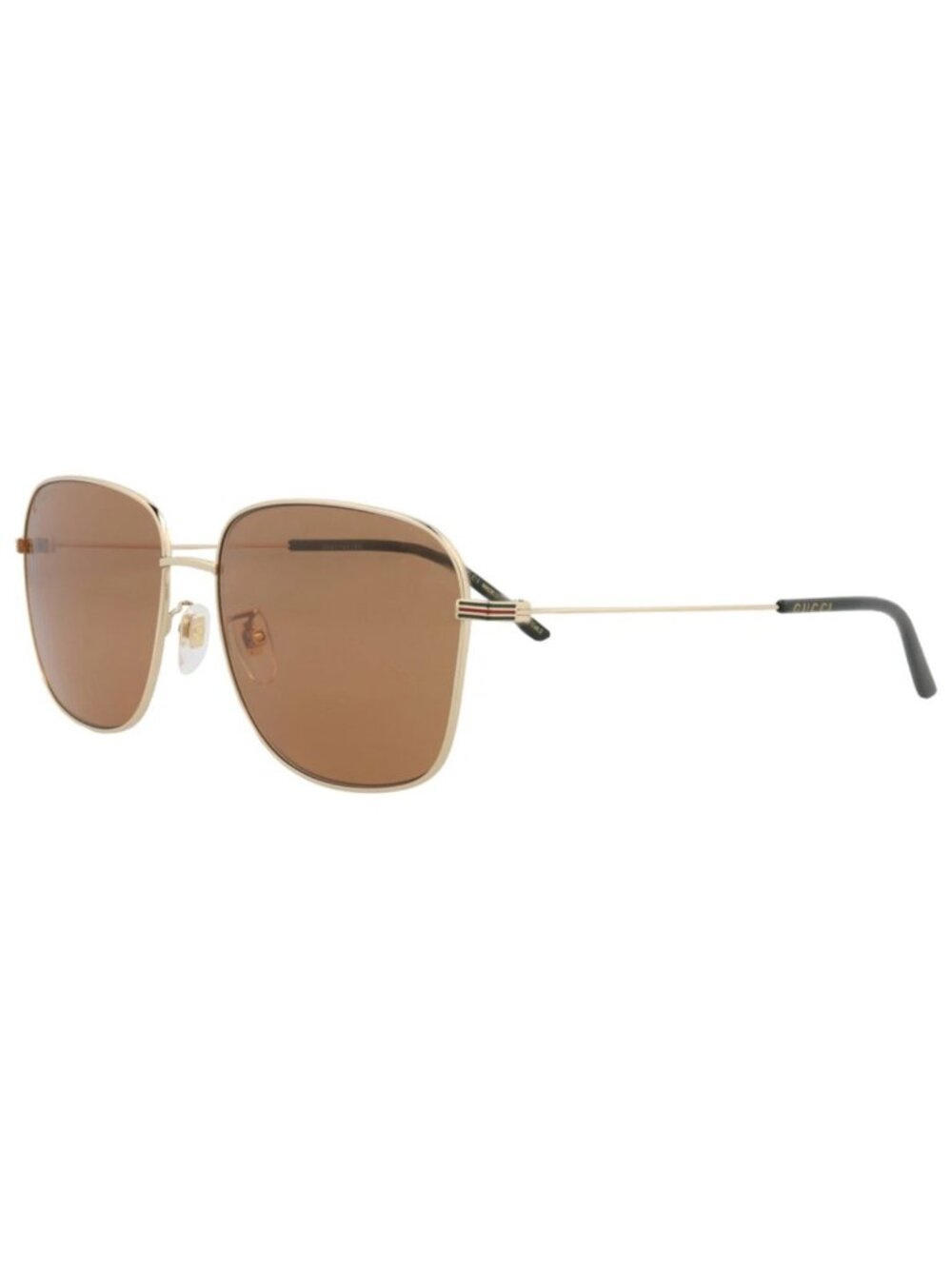 New Gucci Women's Sunglasses Square Rectangle Metal Frame Mens Gold Gold Brown